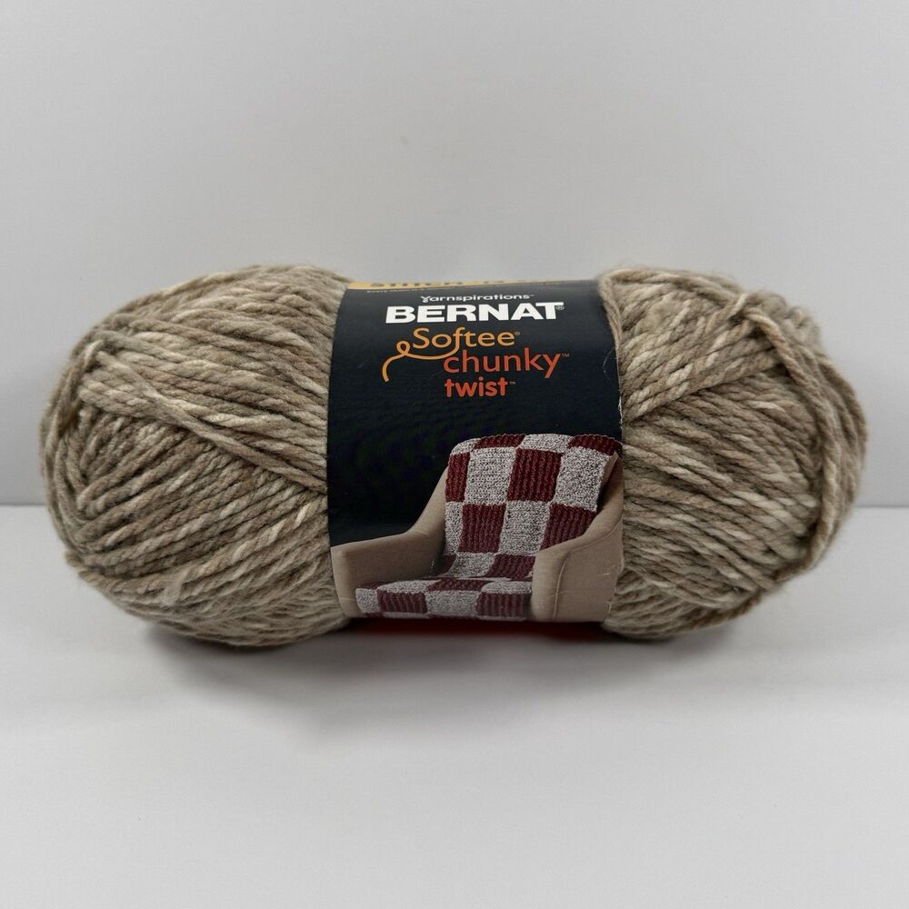Bernat Yarnspirations Softee Chunky Twist Yarn TAUPE TWIST ~ 1 Skein ~ 10.5 oz.